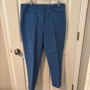 Talbots Blue and White Dress Pants with Geometric Print